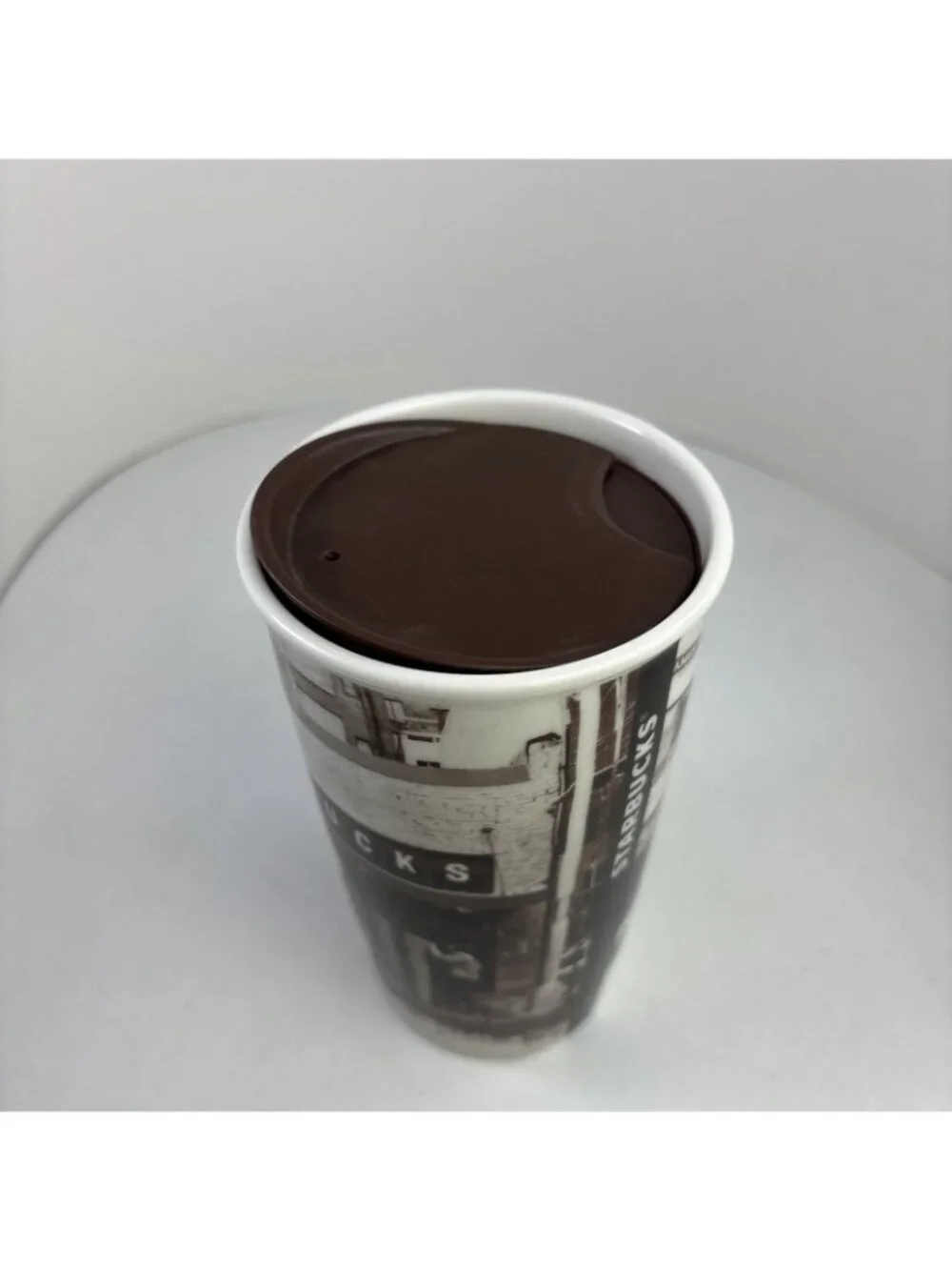 Starbucks 1912 Pike Street Seattle Ceramic Traveler 16 ounce Coffee Cup Tumbler